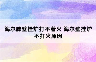 海尔牌壁挂炉打不着火 海尔壁挂炉不打火原因